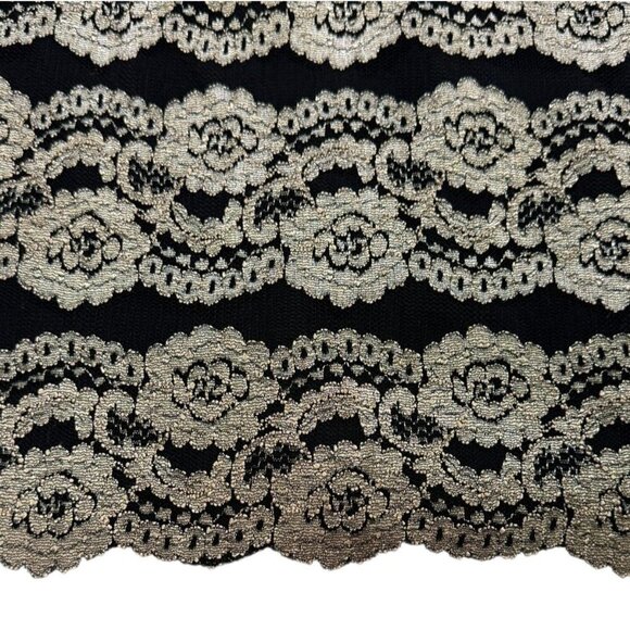 Cremieux Metallic Lace Long Sleeve Sheath Dress Black Gold Size 8 - Picture 5 of 6